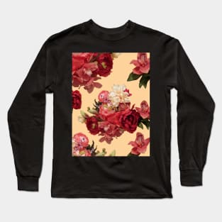 Just Flowers on Pale Orange Repeat 5748 Long Sleeve T-Shirt